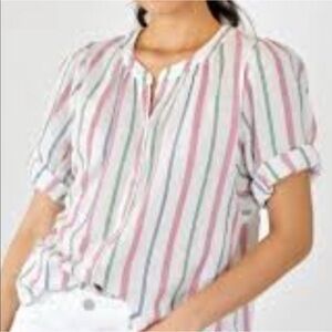 Xirena Westbound Chesney Size S Roll Sleeve Button Up Shirt Cotton Stripped